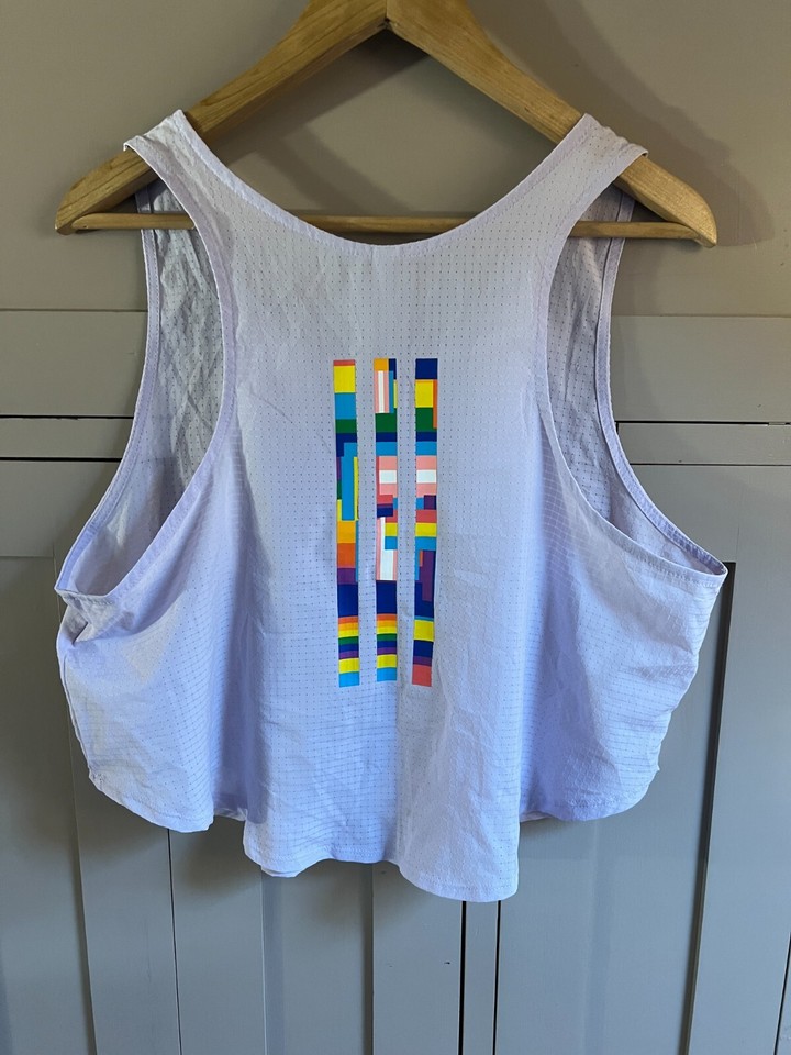 Adidas Pride Tech Tank ladies cropped sleeveless top in light purple