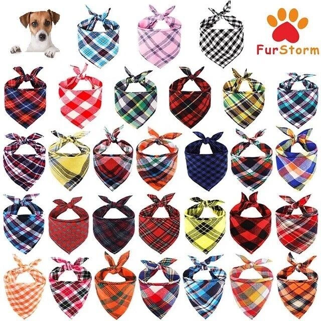 Tartan Dog Bandana over on Neckerchief Gift UK Cat, Rabbit, Pet  Neck Scarf NEW - Image 4 of 4