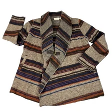 Kenar Saddle Blanket Sweater Jacket Wool Blend Womens Large Pockets Hipster