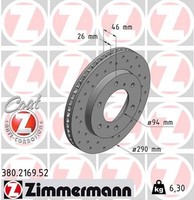 2X Bremsscheibe Sport Z Zimmermann 380.2169.52 FüR Mitsubishi Pajero Classic 4 3