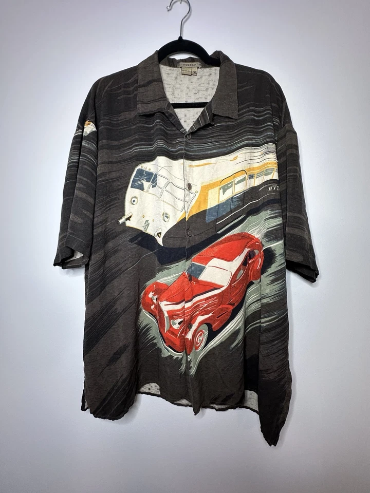 Camisa Tulliano 100% Seda Para Hombre Talla XXL Manga Corta Abotonada Calce Relajado Foto 2 de 4