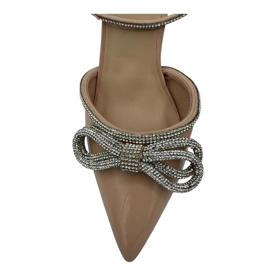 Sapatos Anne Michelle nude patente strass salto agulha alça no tornozelo tamanho 10 - Imagem 4 de 4