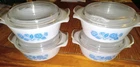 VTG 4 Anchor Hocking Fire King #472 12 oz Ovenware Blue Cornflower w/ Lids