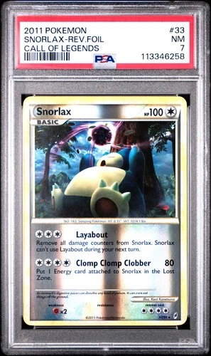 2011 POKEMON CALL OF LEGENDS SNORLAX #33 REVERSE PSA 7 NM #113346258