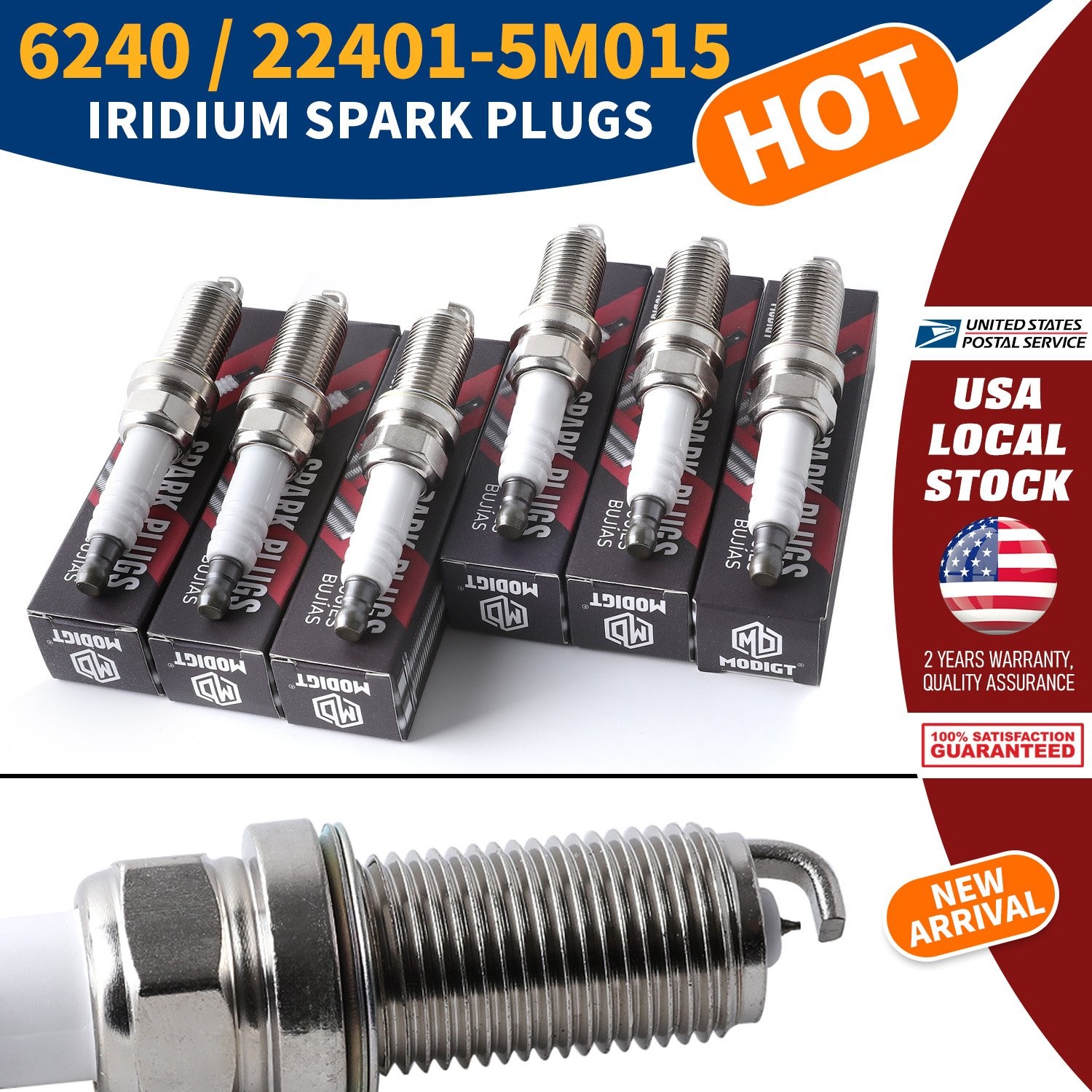 6PCS 6240 IRIDIUM SPARK PLUGS 22401-5M015 For NISSAN VQ35 VQ40 3.5L 4.0 PLFR5A11