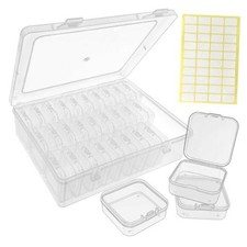 30 Clear Plastic Bead Storage Containers with Hinged Lids Labels 31 Pcs