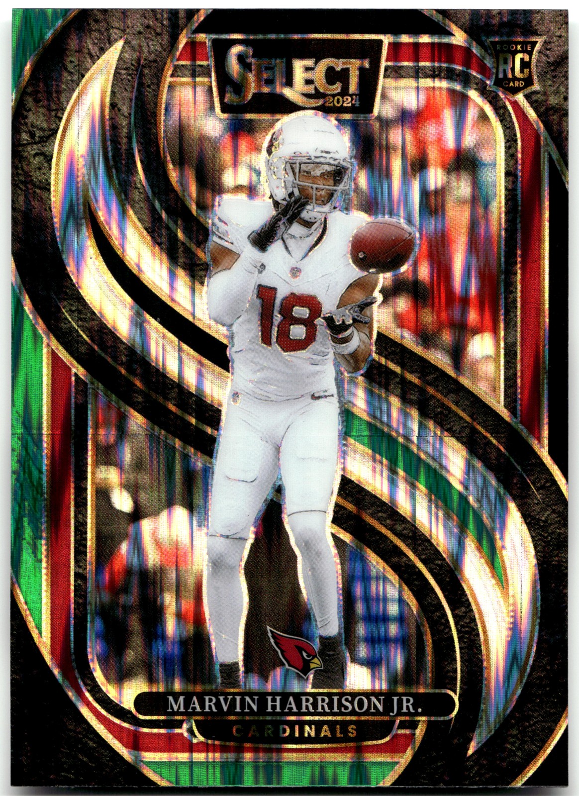 2024 Panini Select #115 Marvin Harrison Jr. Black & Green Prizm Shock
