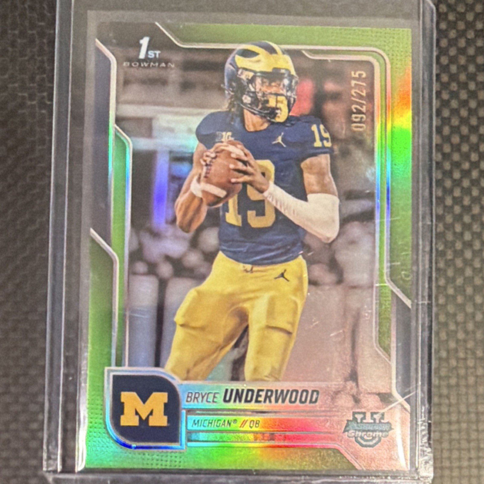 Topps 2025 Bowman Chrome Green Refractor Bryce Underwood #196 /275 Wolverines