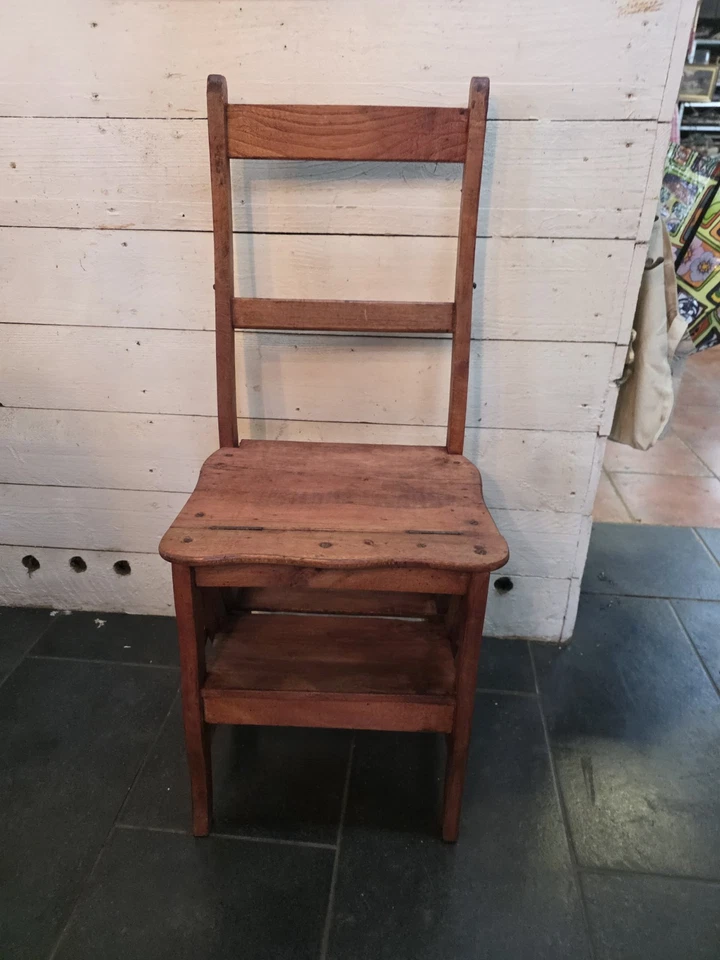 Ancienne Chaise Escabeau - Photo 3/4