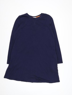 Boden Damen blau Baumwolle Langarm Etuikleid UK 14