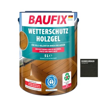 Wetterschutz Holzgel 5 Liter - Dunkelbraun Baufix