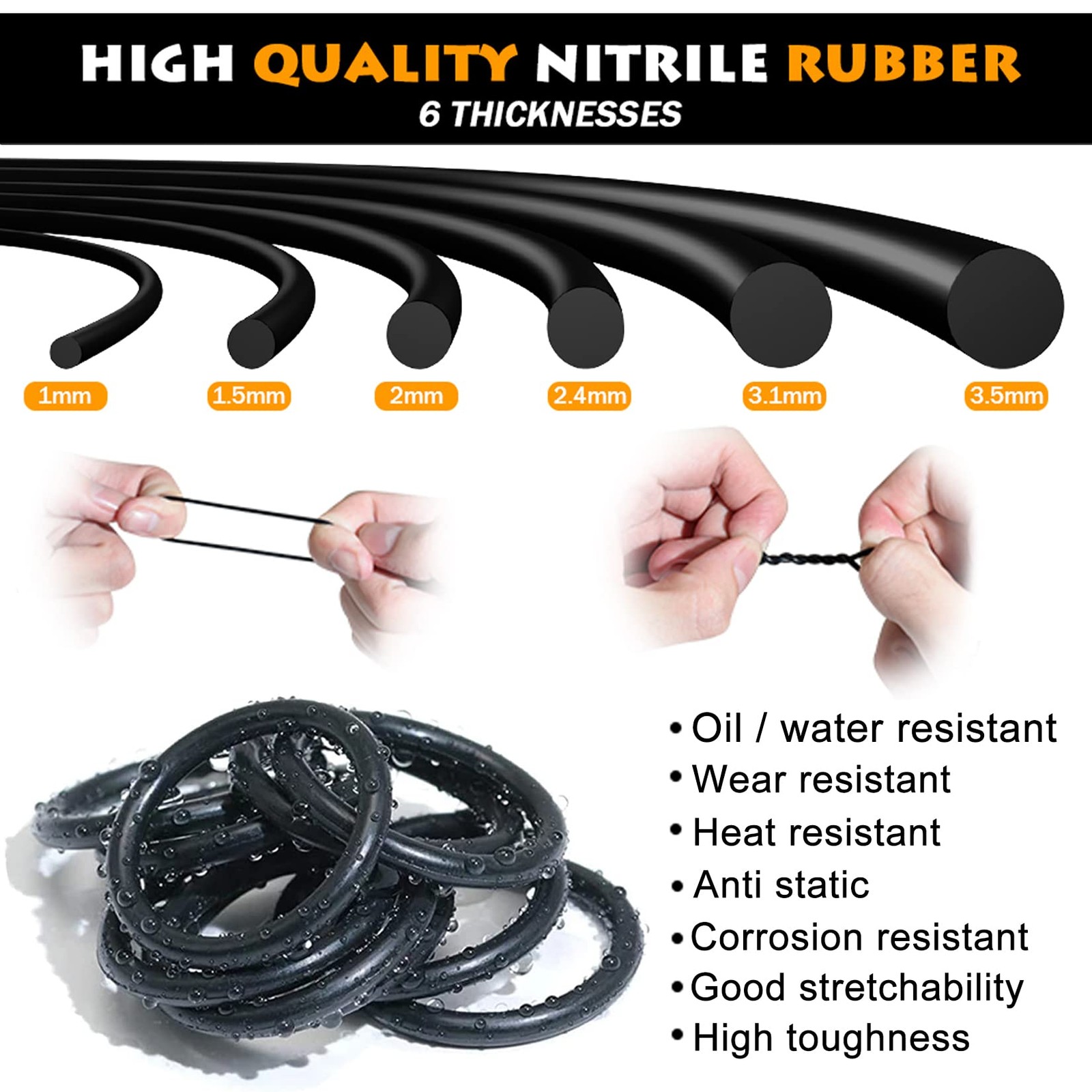 32Size 1225Pcs Metric Nitrile O Rings Assortment Kit + 4pcs O-Ring , Oil Resi...