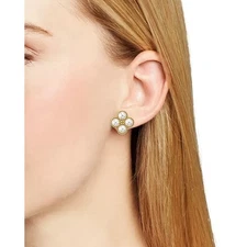 Tory Burch Rope Clover Stud Earrings Gold OS