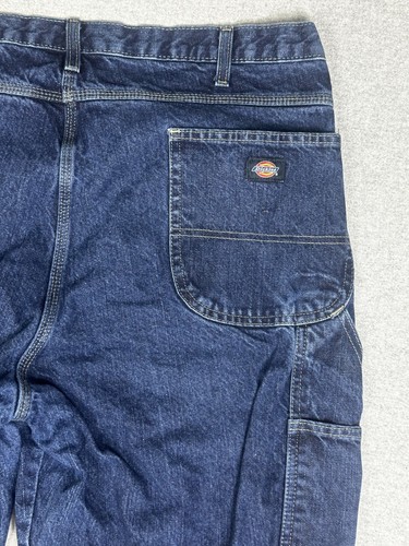 Dickies Rugged Carpenter Jeans Size 42 X 34 Blue Darkwash Workwear  Y2K 9.5" Leg - Picture 6 of 13