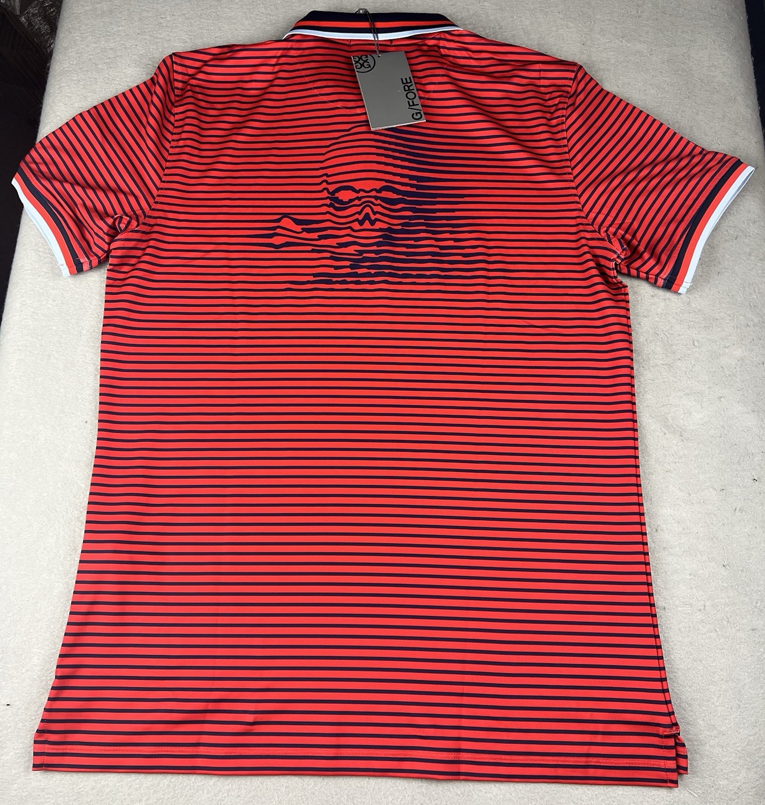 G/FORE Men’s SKULL Polo Shirt Size Small Short Sleeve Striped Red/Blue NWT