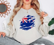 Distressed New Zealand Flag Womens Sweatshirt Patriotic Kiwi Birthday Gift