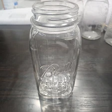 Vintage Ball Perfect Mason #7 Square Clear Glass Quart Canning Jar Wide Mouth 