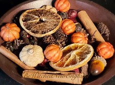 2 C. Fall Bowl Fillers Pumpkins Acorns Berries Pine Cones Primitive Dried Orange