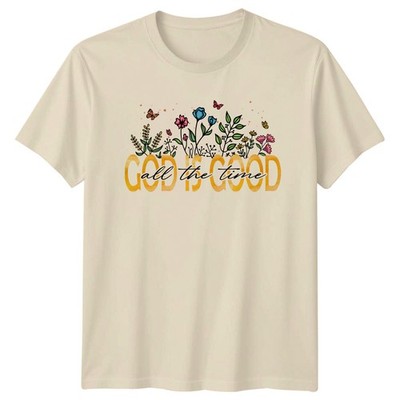 God Is Good All The Time Damen T-Shirt Botanical Faith Geschenk für Sie