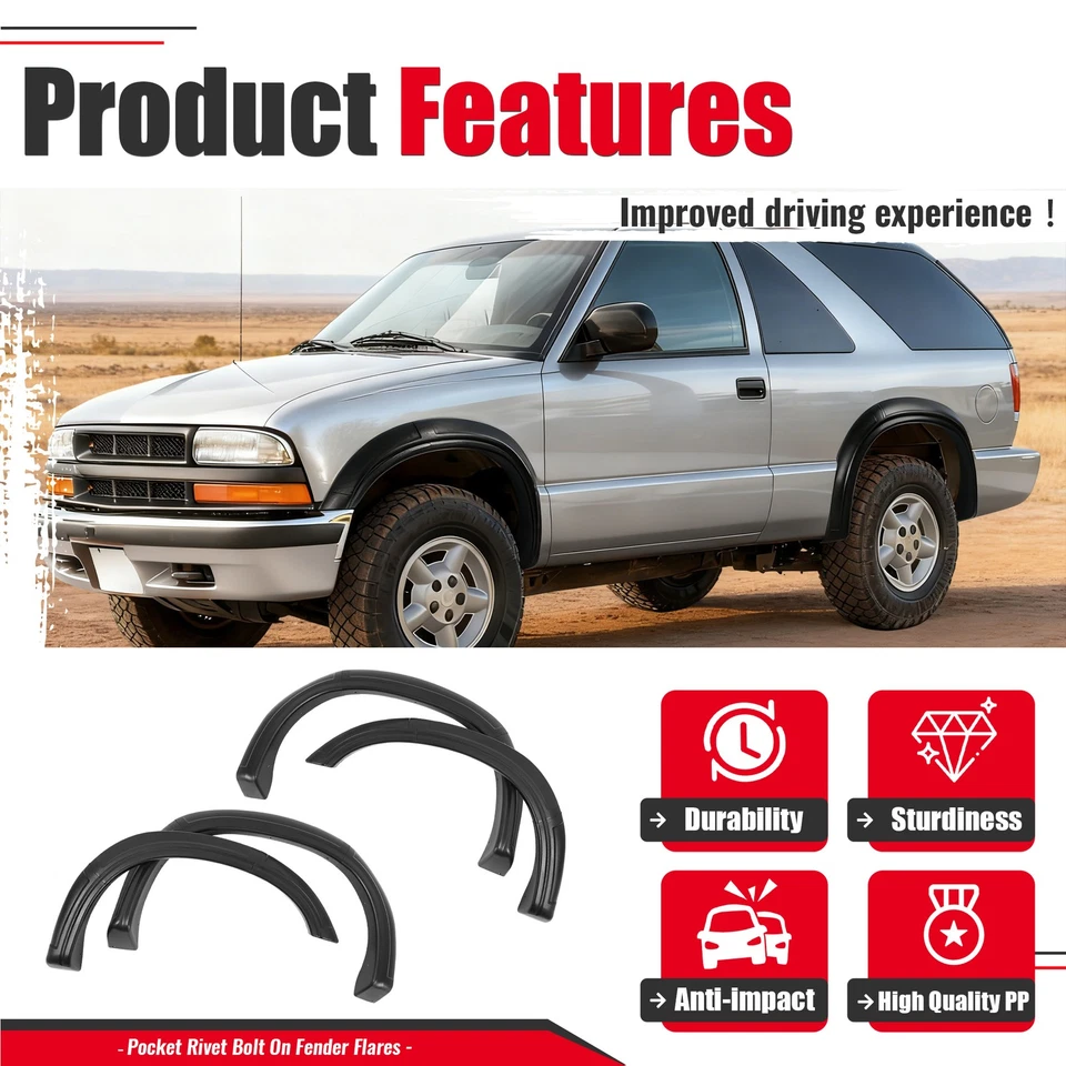 Fender Flares For CHEVROLET BLAZER 1995-2005 S10 1994-2003 4pcs W/O ZR2 Models Foto 3 de 4