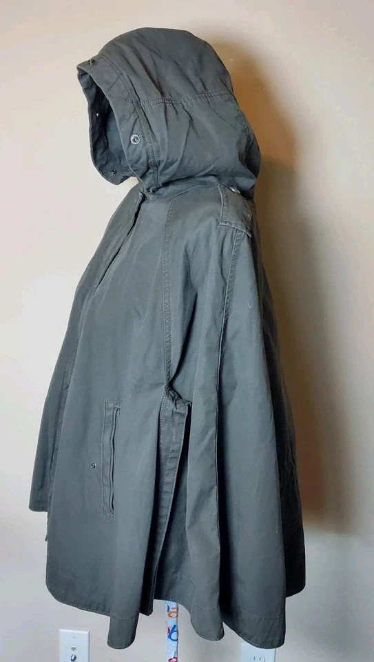 Capa con capucha de algodón para mujer Gap forro extraíble cierre a presión verde oscuro talla mediana Foto 2 de 4