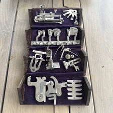 Antique Singer Sewing 1889 Oak Puzzle Styling Box with Attachments