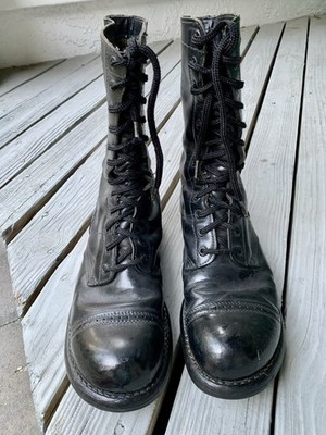 Vtg Corcoran Paratrooper Jump Boots, Cap Toe Black Leather  display picture 3