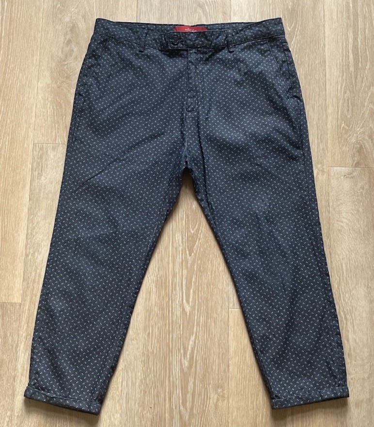 Zara Man Basic Pants Navy Patterned Lightweight S… - image 1