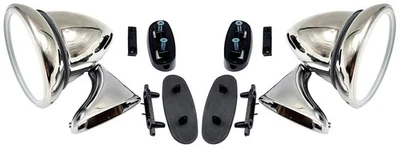 BOWERS Coppia Specchietti Retrovisori Porta Esterni Tex Cromati Bullet Torpedo Classic Mini Car