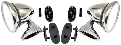 Pair of Tex Style Chrome Bullet Torpedo Exterior Door Mirrors Classic Mini Car