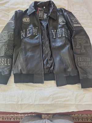 Black Knicks Championship Leather Pelle Pelle Jacket
