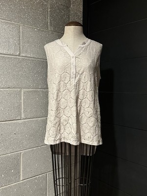 #3 eve & maddie Ivory Lace Collared Sleeveless Blouse Women s L