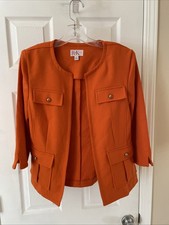 R K Originals Women Jacket gorgeous orange size 8 Shoulder Pad Blazer