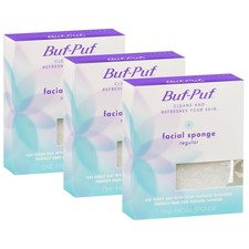 Buf-Puf Facial Sponge, Dermatologist Developed, 1 Count Pack of 3 , White
