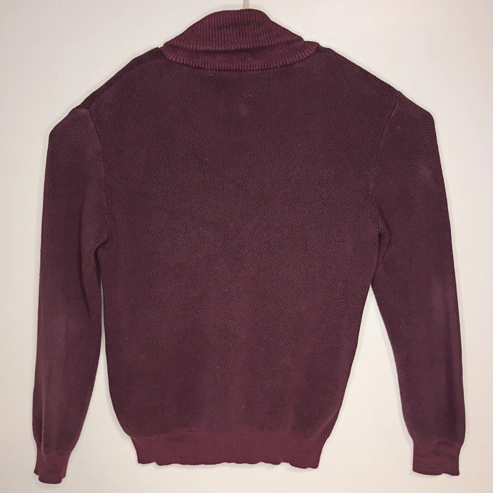 Cárdigan Suéter Cuello Chal Trapo Americano Para Hombres Grande Borgoña Negro Abuelo Foto 4 de 4