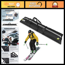 Padded Waterproof Ski Travel Bag for Air Travel - Fits Skis Up to 215CM, Durable
