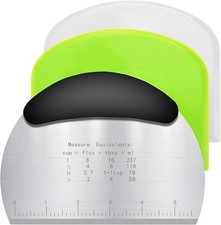 Vicloon Dough Scraper Set 3pcs Steel & Plastic Cutters for Cake Pizza Bread