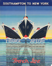 Affiche French Line France Afloat Ocean Liner Wall Art - 12X16/16X20/18X24/24X36