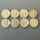 Lot of 8 1953-P Franklin Half Dollar - 90% Silver Bulk Lot - Ships Fast