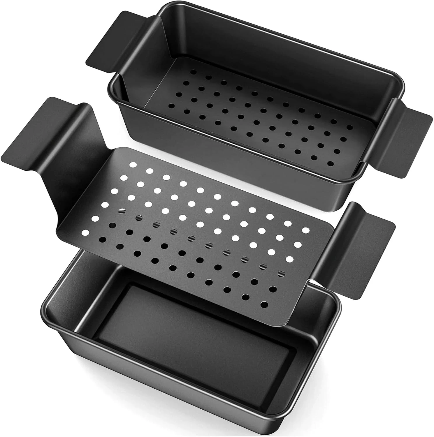 Meat Loaf Pan with Drain Tray Nonstick 9.4x5.5 Inch 2 Pack
