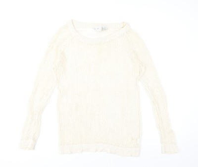 RD Style Damen Pullover Elfenbein Offen Strick Baumwolle Größe M