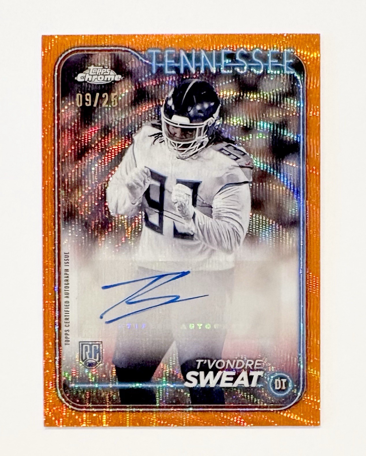 T'Vondre Sweat 2024 Topps Chrome Orange Refractor Auto /25 #RA-TSW Rookie RC