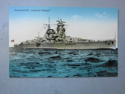 Armoured Ship Admiral Scheer, Postcard, Postcard, Warship