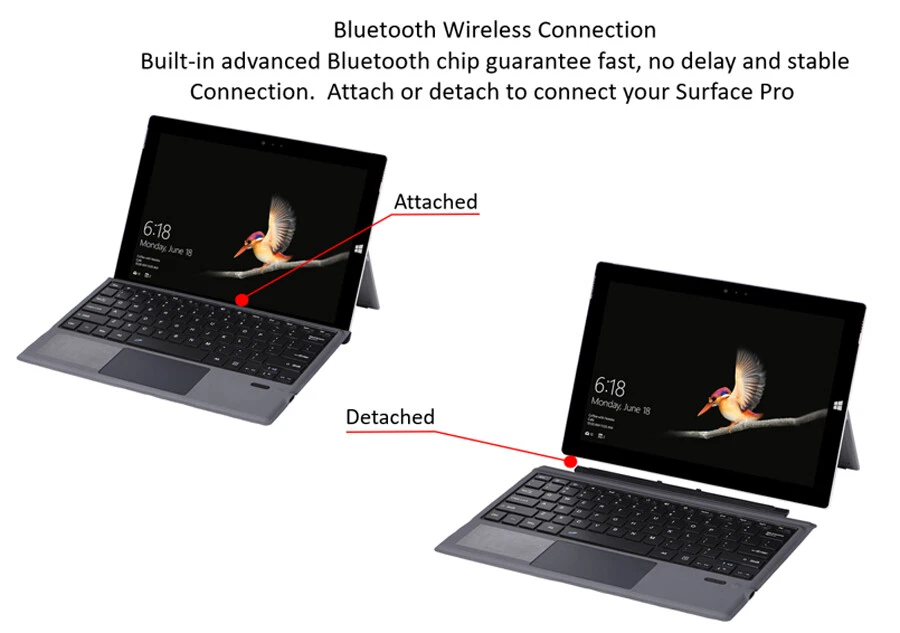 Wireless Keyboard Backlit Type Cover Trackpad for Microsoft Surface Pro 7/6/5/4 - Image 4 of 4