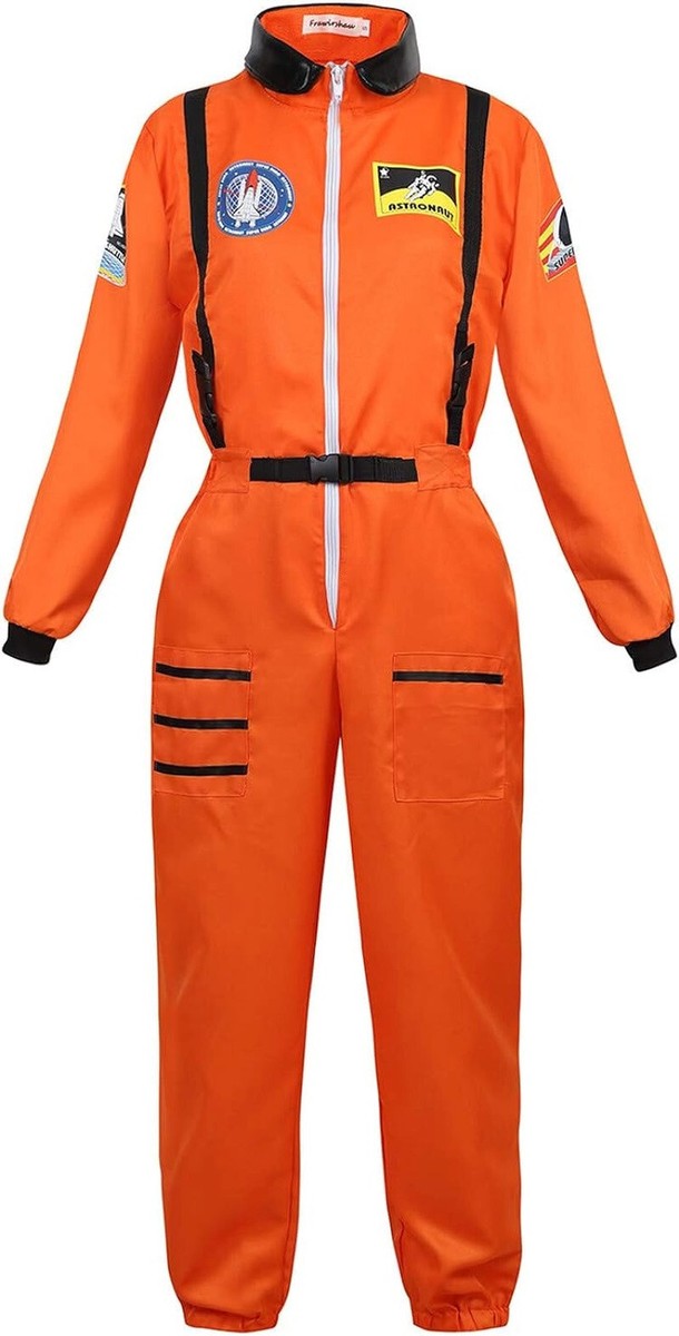 Orange Astronaut Jump Suit women fitted waist adult costume space