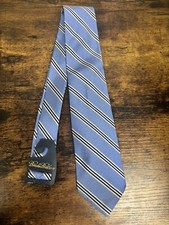 Brooks Brothers Light Blue Tie With Dark Blue Stripes100 Silk Men's Necktie 58"