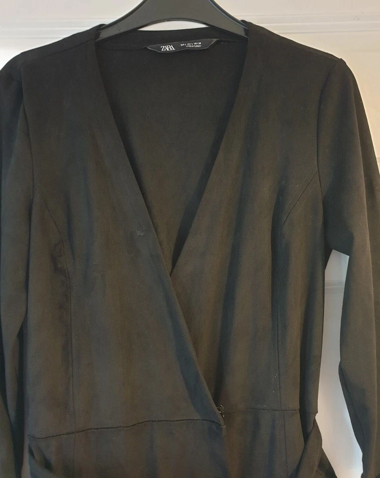 ZARA BLACK SOFT FAUX SUEDE BELTED PLAYSUIT SIZE L 10 12 - Image 2 of 4