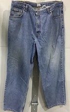 Calvin Klein Blue Jeans Mens 40x30 Relaxed Fit Zip Closure Light Wash Denim
