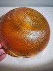 Jeannette Crackle Marigold Carnival Glass Bowl Dark Orange Scallop 7 1/2" — photo 6
