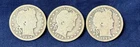 3 Coin Barber Quarter Lot 1897 1898 1899